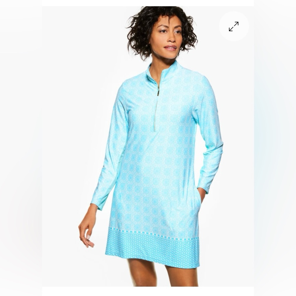 Talbots/Cabana Life Bryon Bay Sport Shirtdress Cover Up Size Large Turquoise